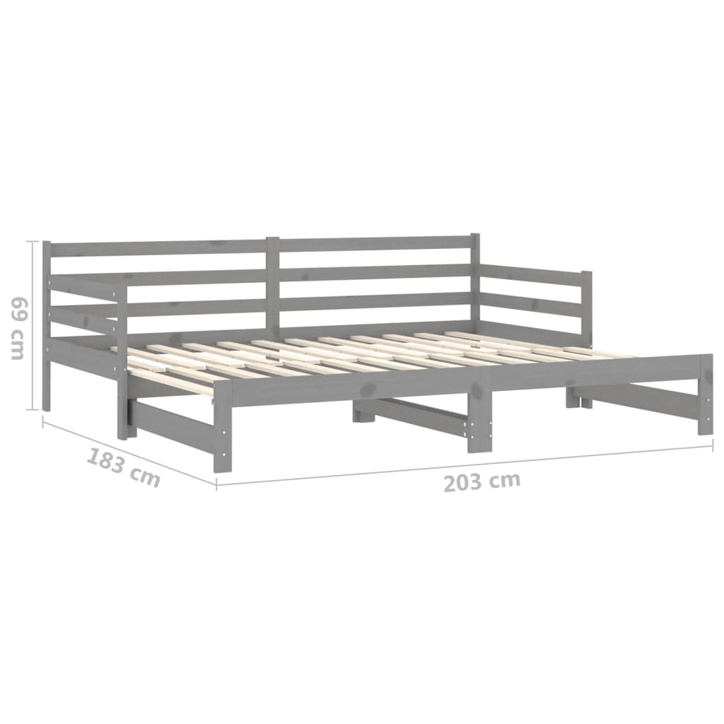 vidaXL Sofá cama extraíble sin colchón gris 2x(90x200) cm