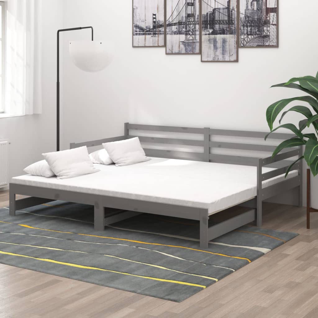 vidaXL Sofá cama extraíble sin colchón gris 2x(90x200) cm