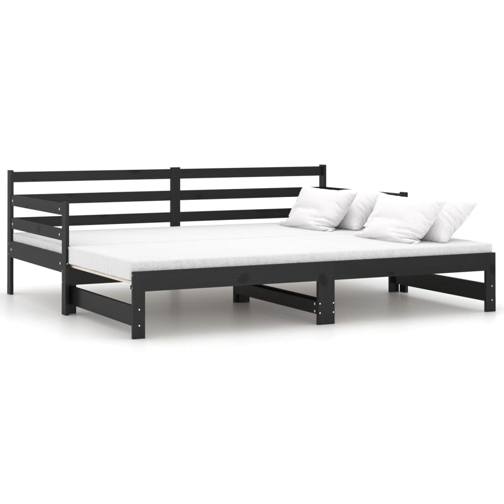 vidaXL Sofá cama extraíble sin colchón negro 2x(90x200) cm