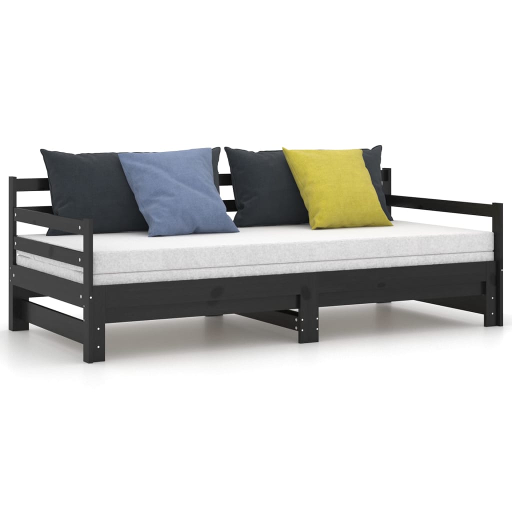 vidaXL Sofá cama extraíble sin colchón negro 2x(90x200) cm