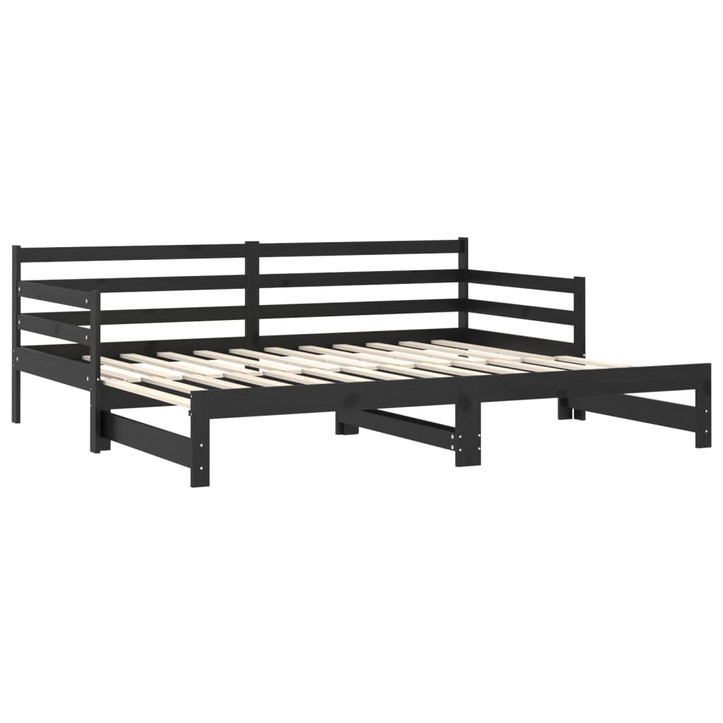 vidaXL Sofá cama extraíble sin colchón negro 2x(90x200) cm