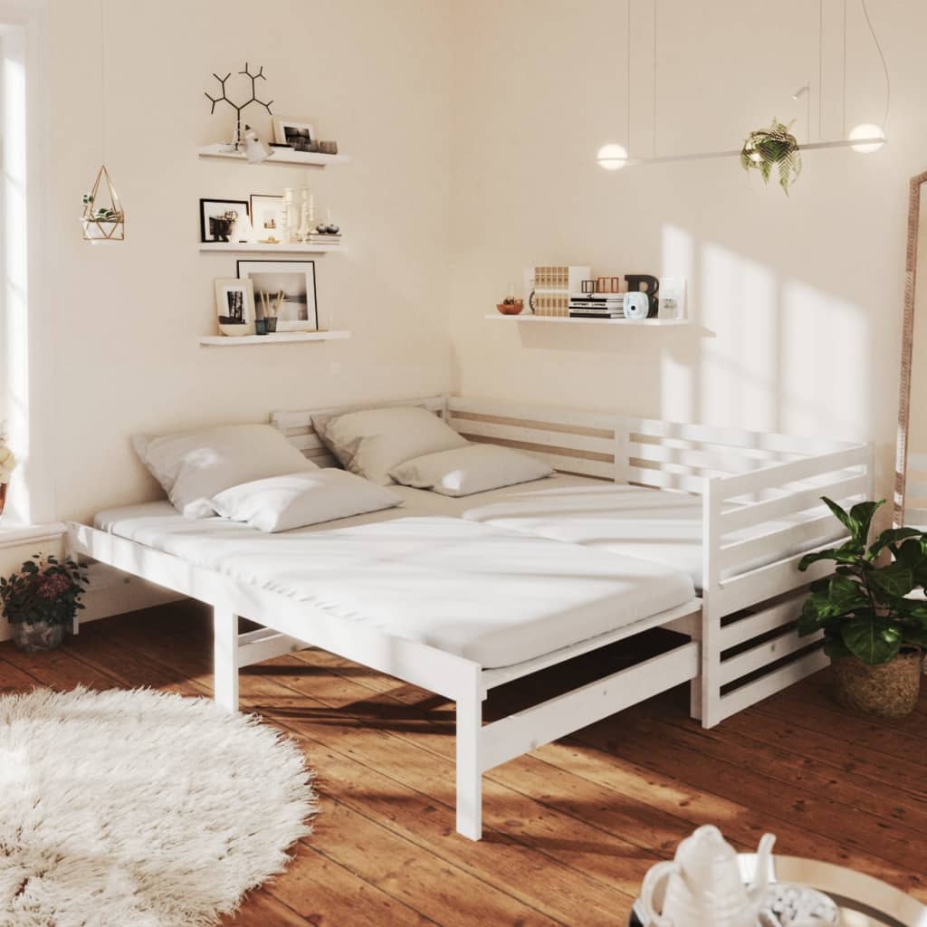 vidaXL Sofá cama extraíble sin colchón blanco 2x(90x200) cm