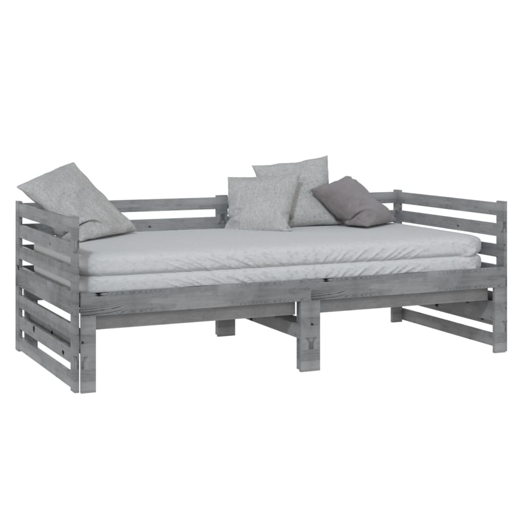 vidaXL Sofá cama extraíble sin colchón gris 2x(90x200) cm