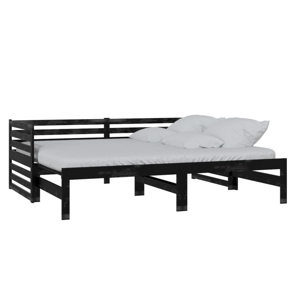 vidaXL Sofá cama extraíble sin colchón negro 2x(90x200) cm