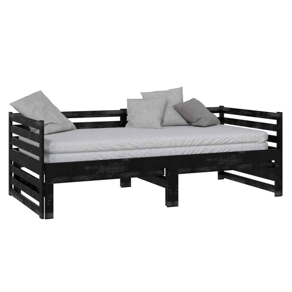 vidaXL Sofá cama extraíble sin colchón negro 2x(90x200) cm