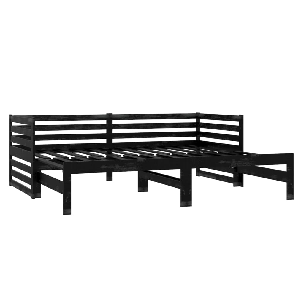 vidaXL Sofá cama extraíble sin colchón negro 2x(90x200) cm