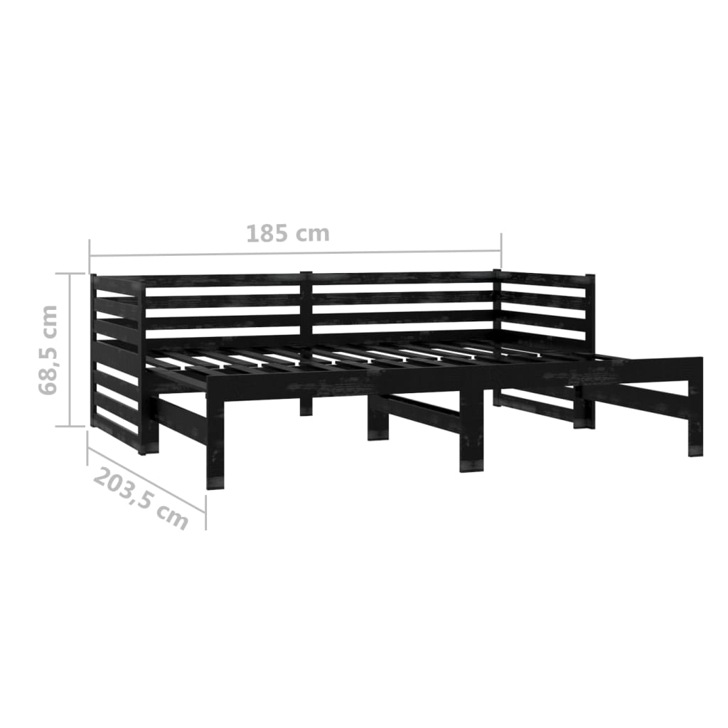 vidaXL Sofá cama extraíble sin colchón negro 2x(90x200) cm