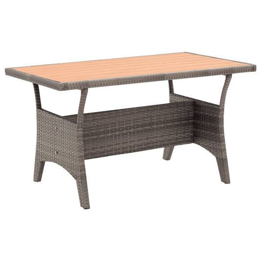 vidaXL Mesa de jardín ratán sintético gris 120x70x66 cm