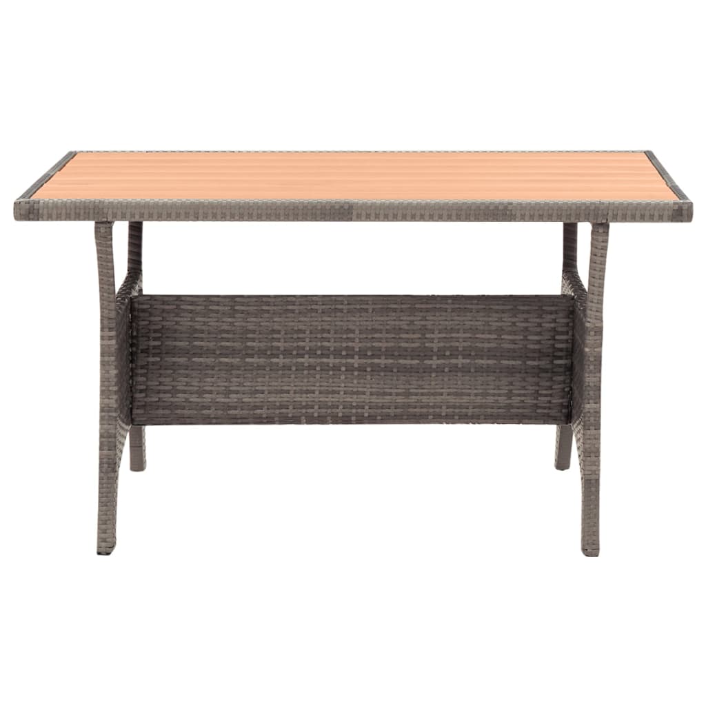 vidaXL Mesa de jardín ratán sintético gris 120x70x66 cm