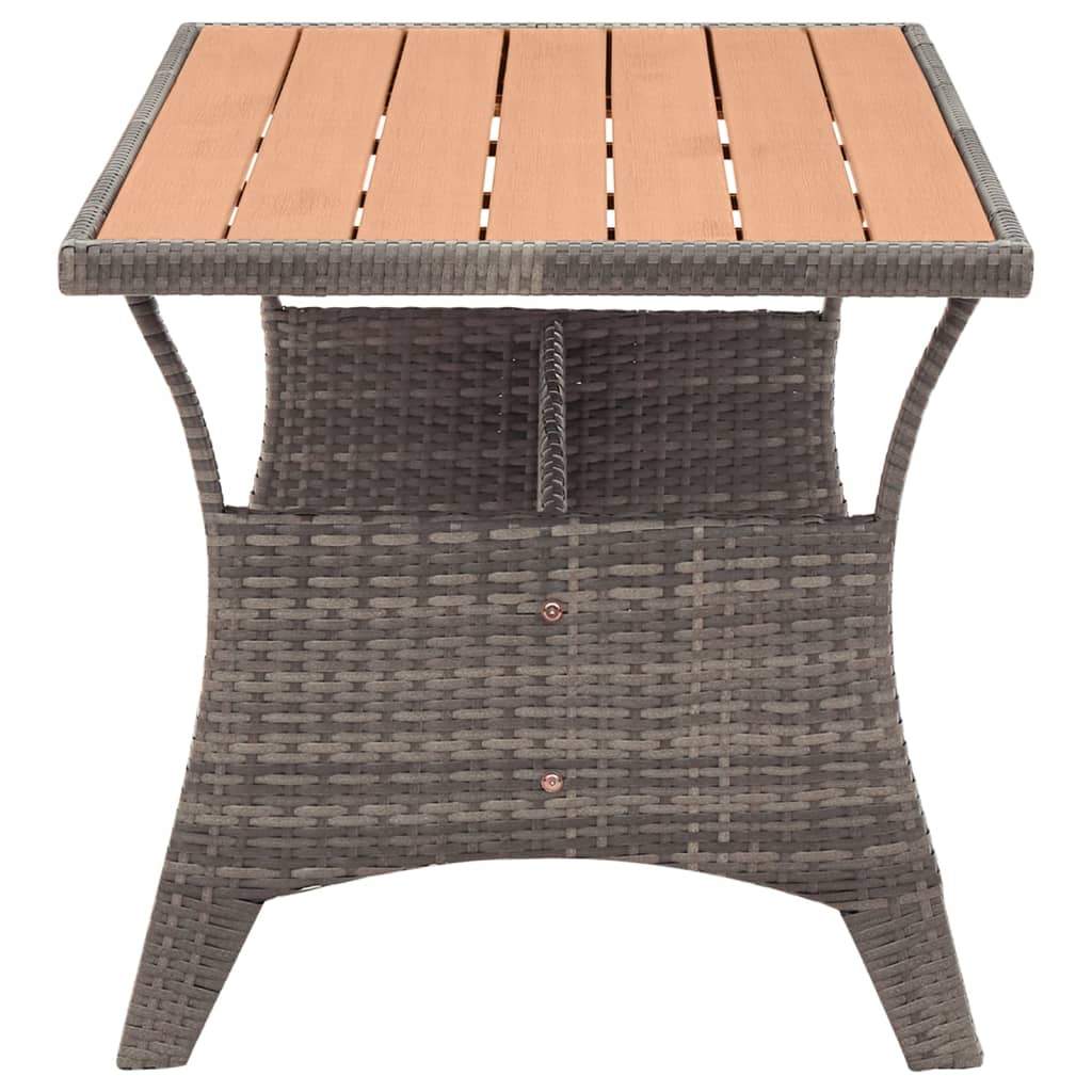 vidaXL Mesa de jardín ratán sintético gris 120x70x66 cm