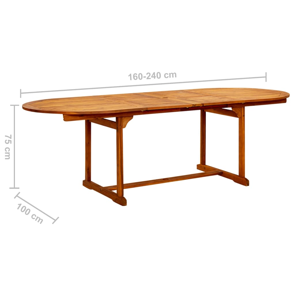 vidaXL Mesa de comedor jardín madera maciza acacia (160-240)x100x75 cm