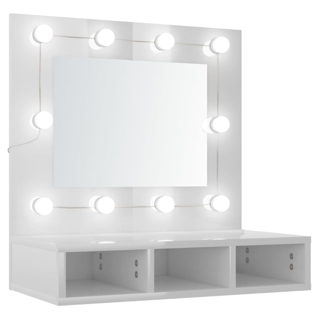 vidaXL Mueble con espejo y luces LED blanco brillante 60x31,5x62 cm