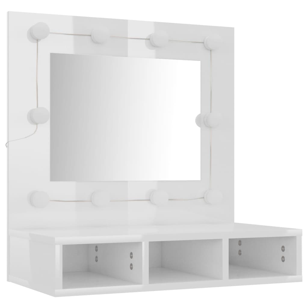 vidaXL Mueble con espejo y luces LED blanco brillante 60x31,5x62 cm