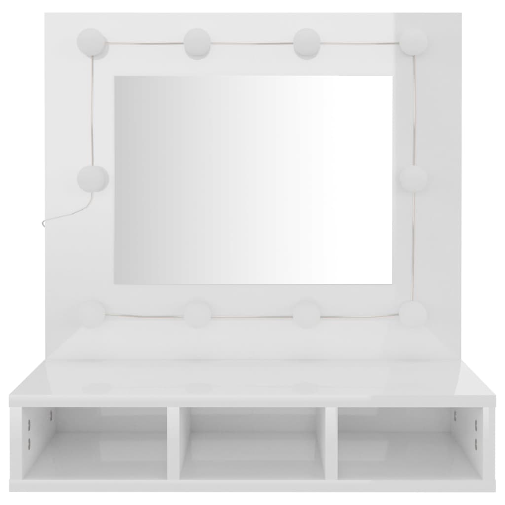 vidaXL Mueble con espejo y luces LED blanco brillante 60x31,5x62 cm