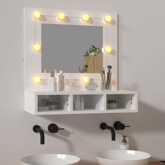 vidaXL Mueble con espejo y luces LED blanco brillante 60x31,5x62 cm