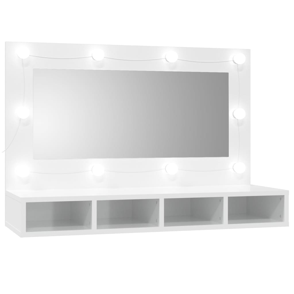 vidaXL Mueble con espejo y luces LED blanco brillante 90x31,5x62 cm