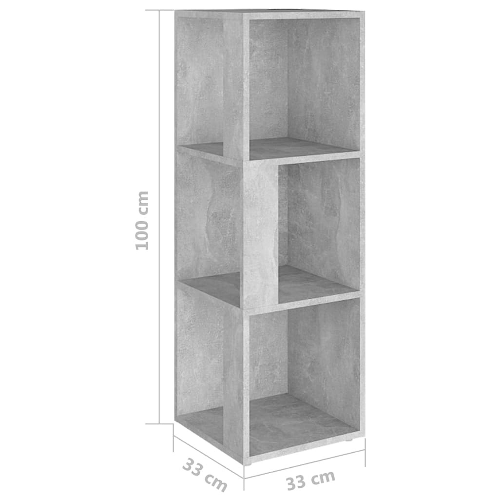 vidaXL Mueble de esquina madera ingeniería gris hormigón 33x33x100 cm