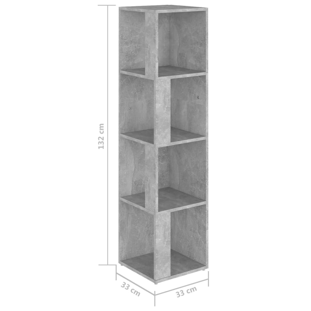 vidaXL Mueble de esquina madera ingeniería gris hormigón 33x33x132 cm