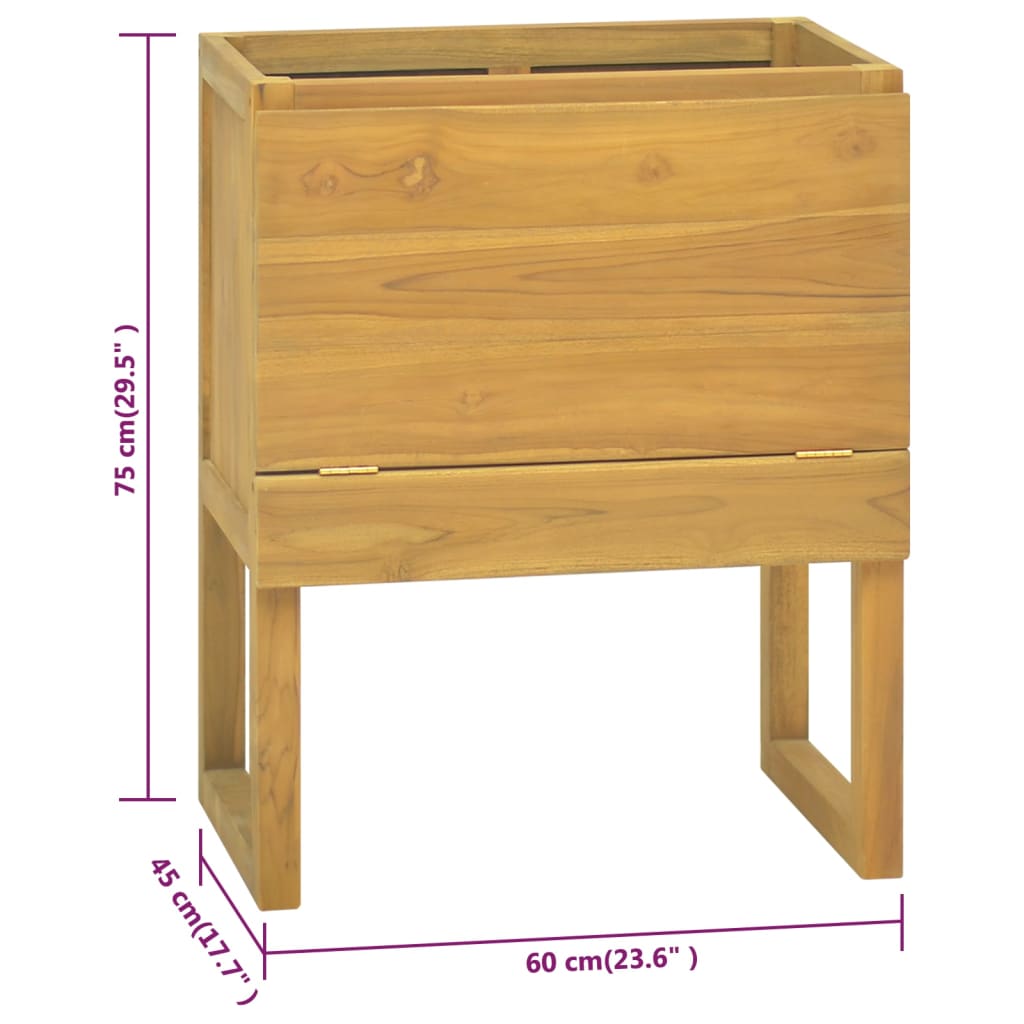 vidaXL Mueble de baño madera maciza de teca 60x40x75 cm