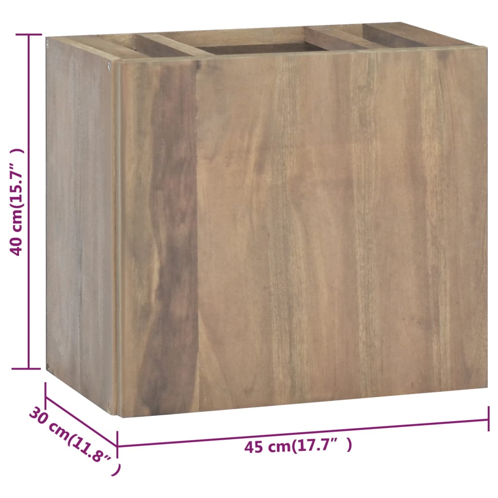 vidaXL Armario de baño de pared madera maciza de teca 45x30x40 cm