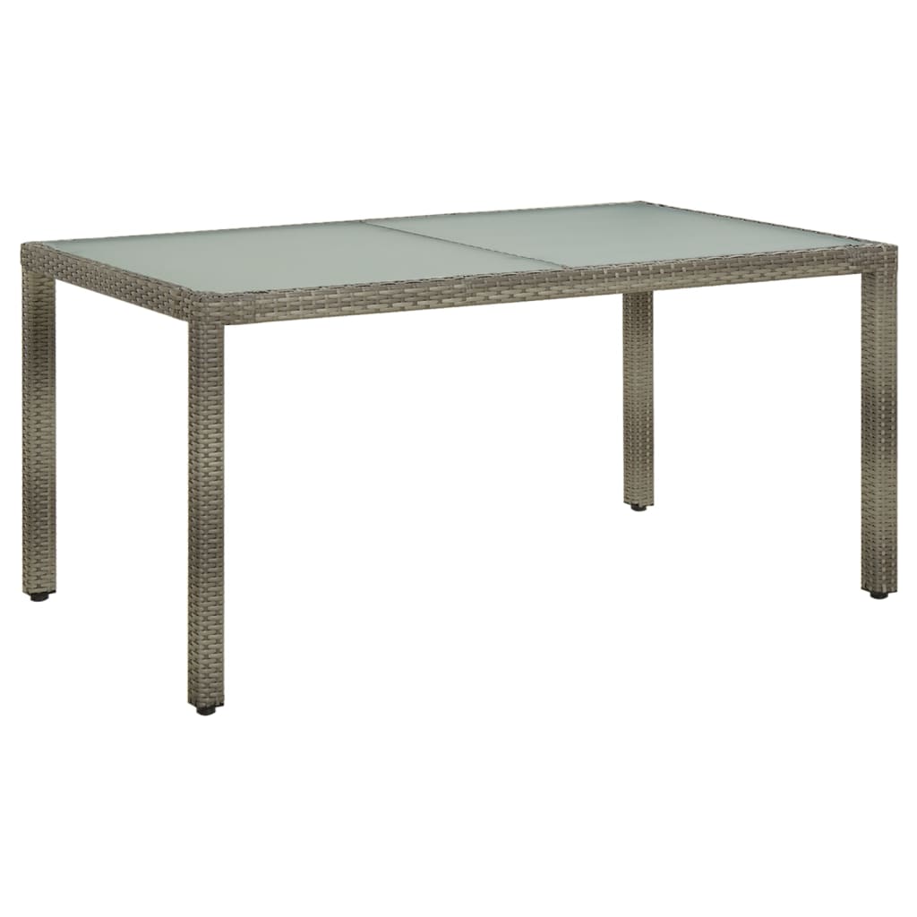 vidaXL Mesa de jardín vidrio templado ratán sintético gris 150x90x75cm