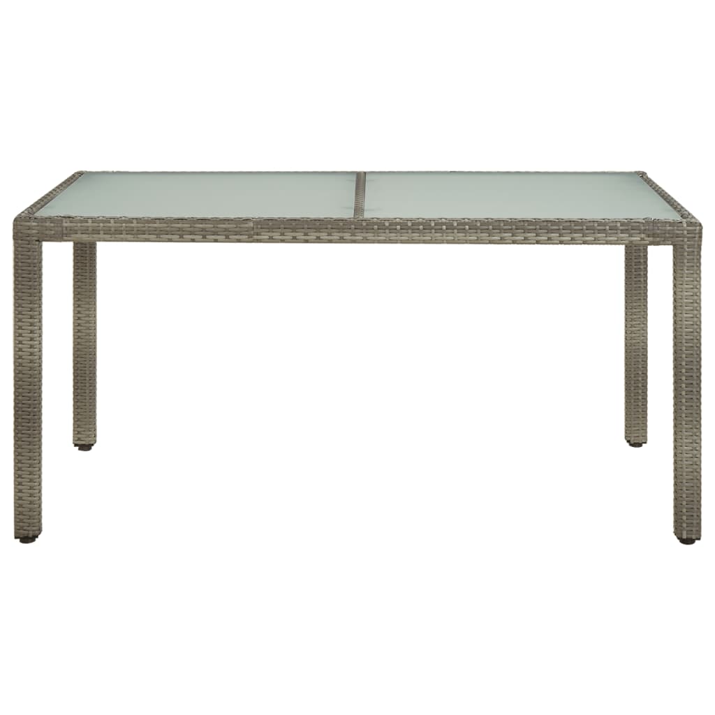 vidaXL Mesa de jardín vidrio templado ratán sintético gris 150x90x75cm