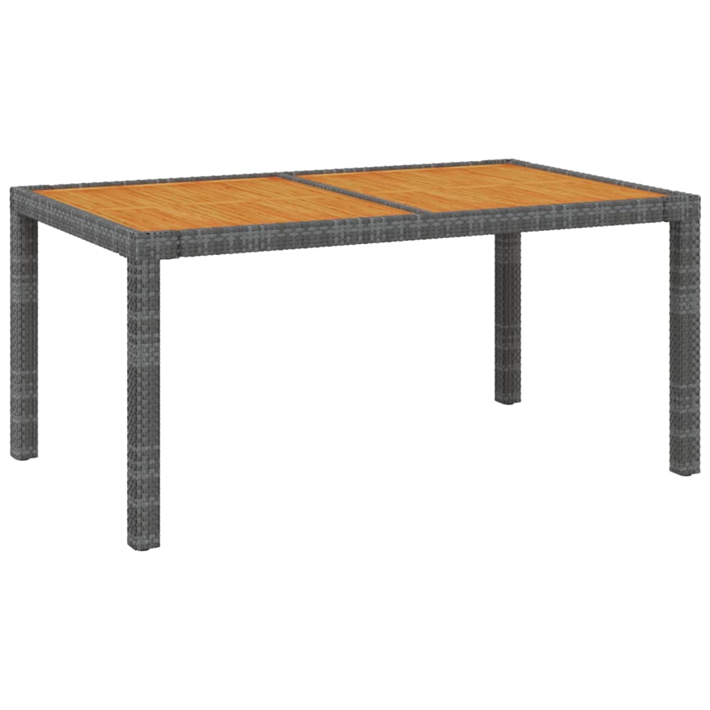 vidaXL Mesa de jardín ratán sintético madera acacia gris 150x90x75 cm