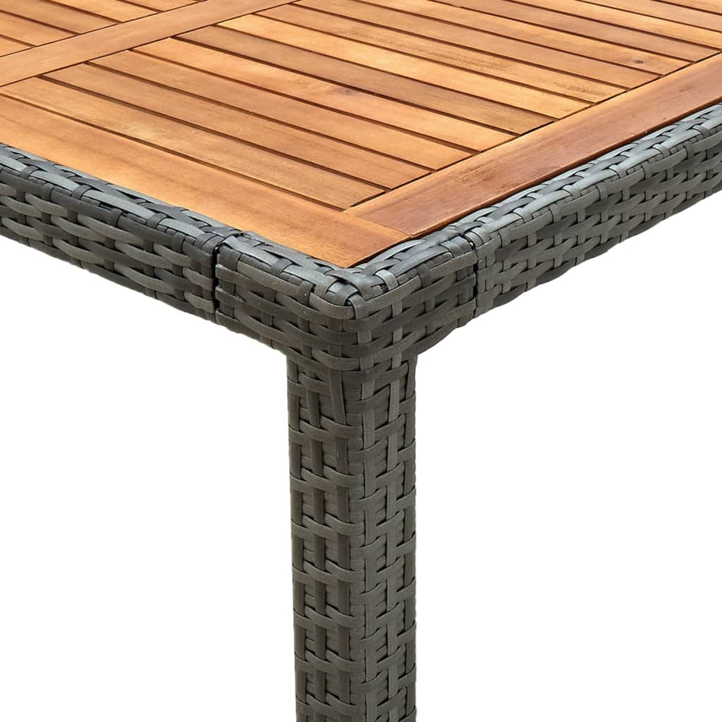 vidaXL Mesa de jardín ratán sintético madera acacia gris 150x90x75 cm