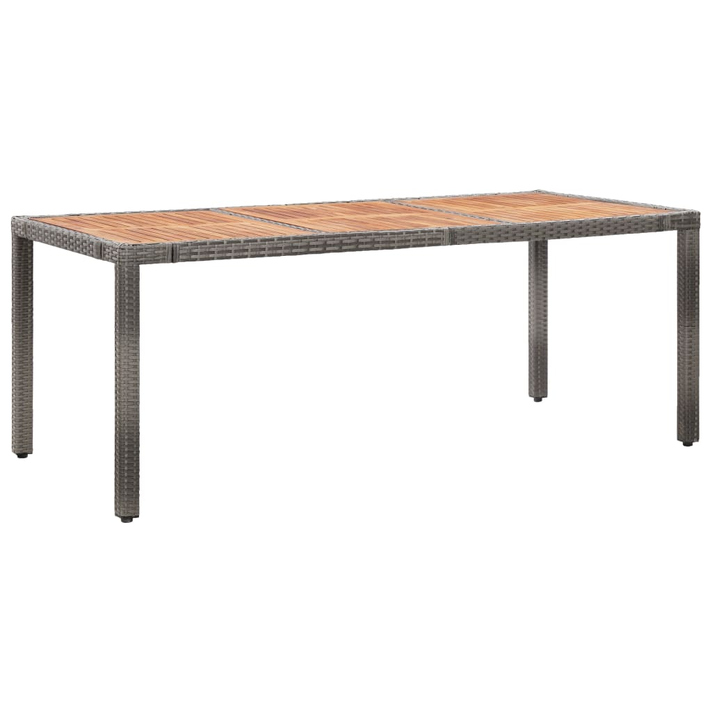 vidaXL Mesa de jardín madera acacia ratán sintético gris 190x90x75 cm