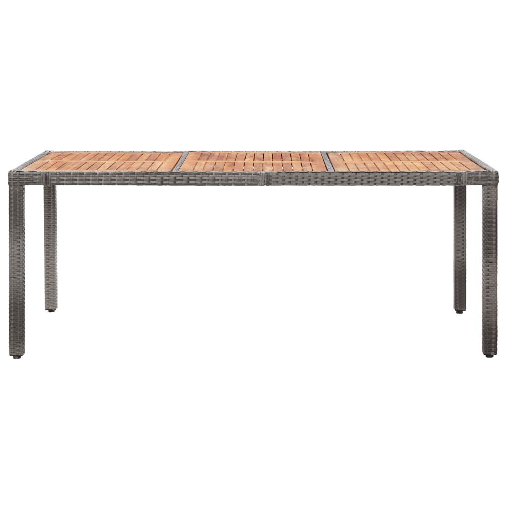 vidaXL Mesa de jardín madera acacia ratán sintético gris 190x90x75 cm