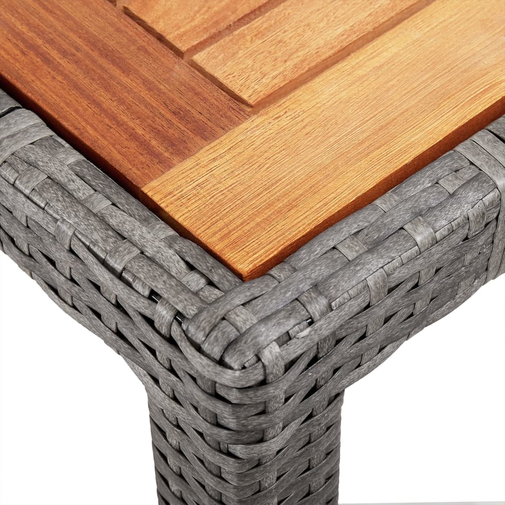 vidaXL Mesa de jardín madera acacia ratán sintético gris 190x90x75 cm