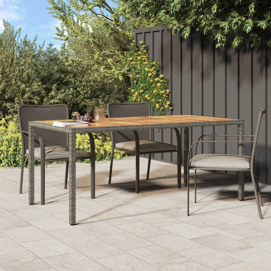 vidaXL Mesa de jardín madera acacia ratán sintético gris 190x90x75 cm