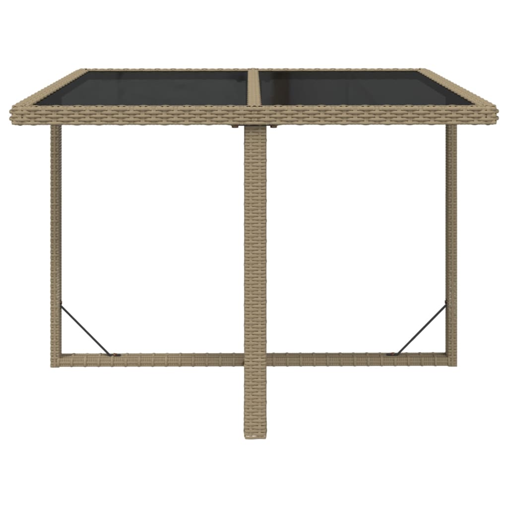 vidaXL Mesa de jardín ratán sintético y vidrio beige 109x107x74 cm