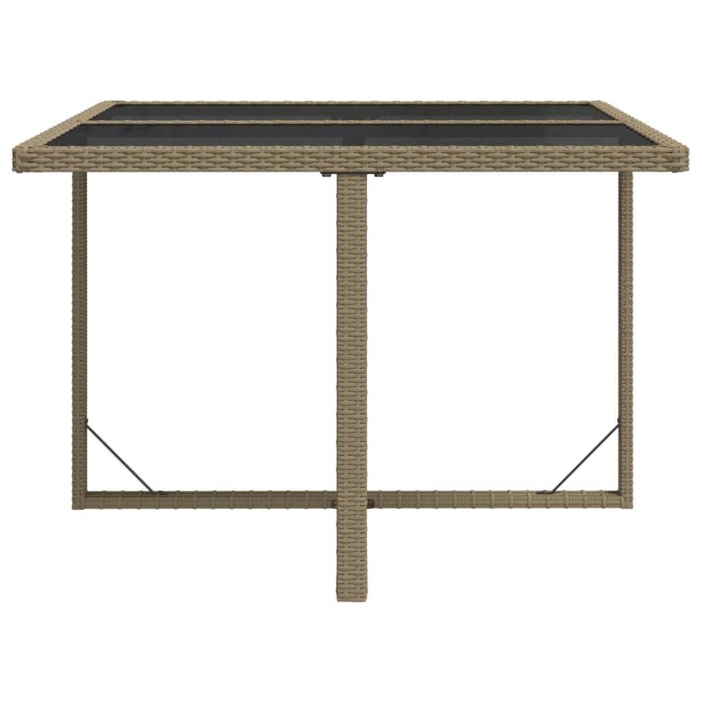 vidaXL Mesa de jardín ratán sintético y vidrio beige 109x107x74 cm