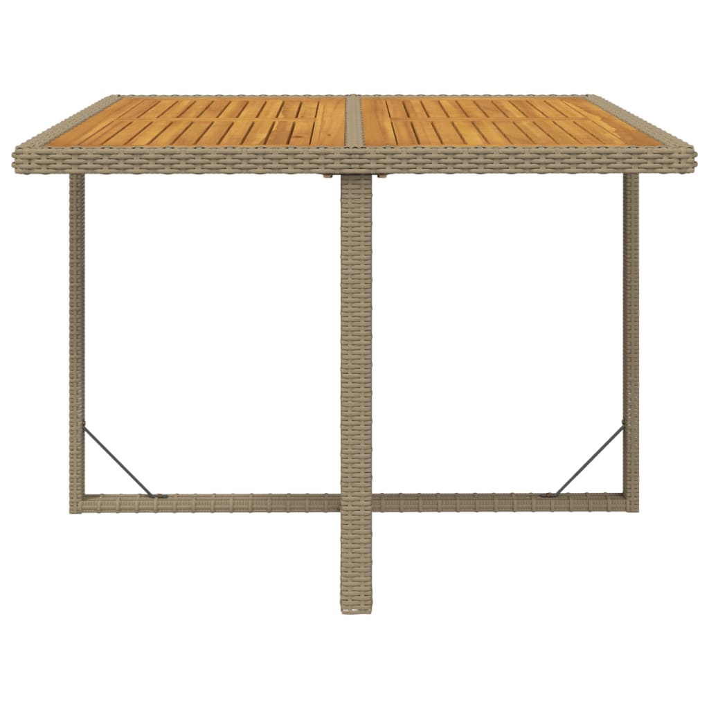 vidaXL Mesa de jardín ratán sintético madera acacia beige 109x107x74cm