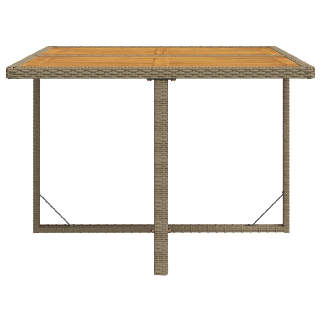 vidaXL Mesa de jardín ratán sintético madera acacia beige 109x107x74cm