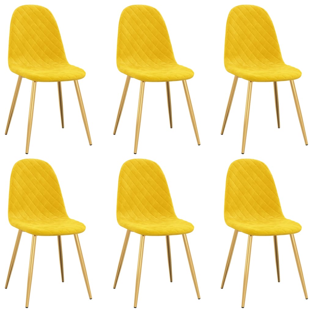 vidaXL Sillas de comedor 6 uds terciopelo amarillo mostaza