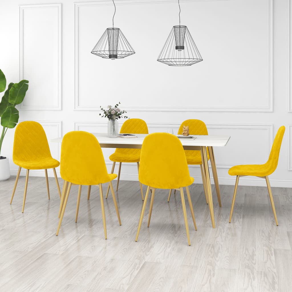 vidaXL Sillas de comedor 6 uds terciopelo amarillo mostaza