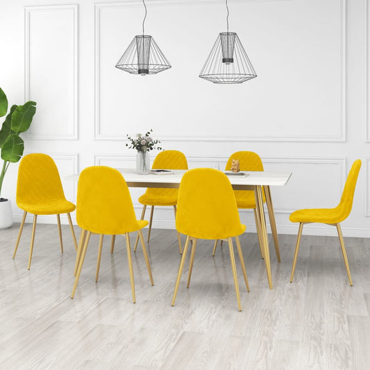 vidaXL Sillas de comedor 6 uds terciopelo amarillo mostaza