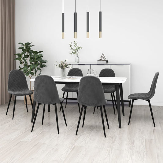 vidaXL Sillas de comedor 6 unidades terciopelo gris oscuro