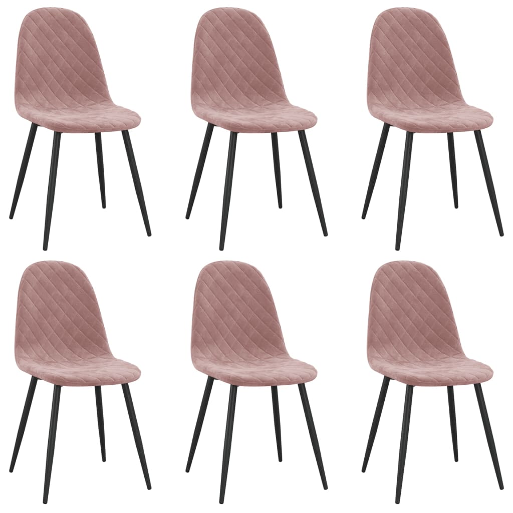 vidaXL Sillas de comedor 6 unidades terciopelo rosa