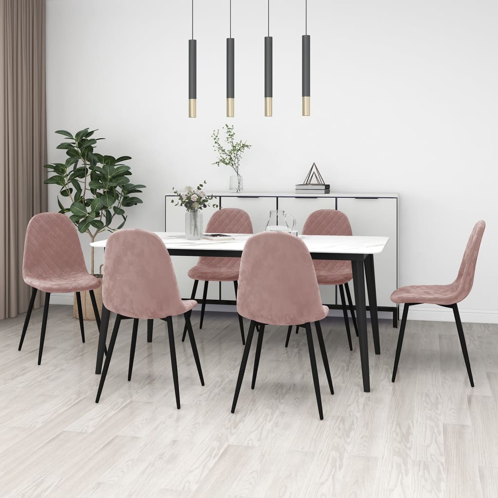 vidaXL Sillas de comedor 6 unidades terciopelo rosa