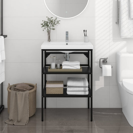 vidaXL Estructura de lavabo de hierro negro 59x38x83 cm