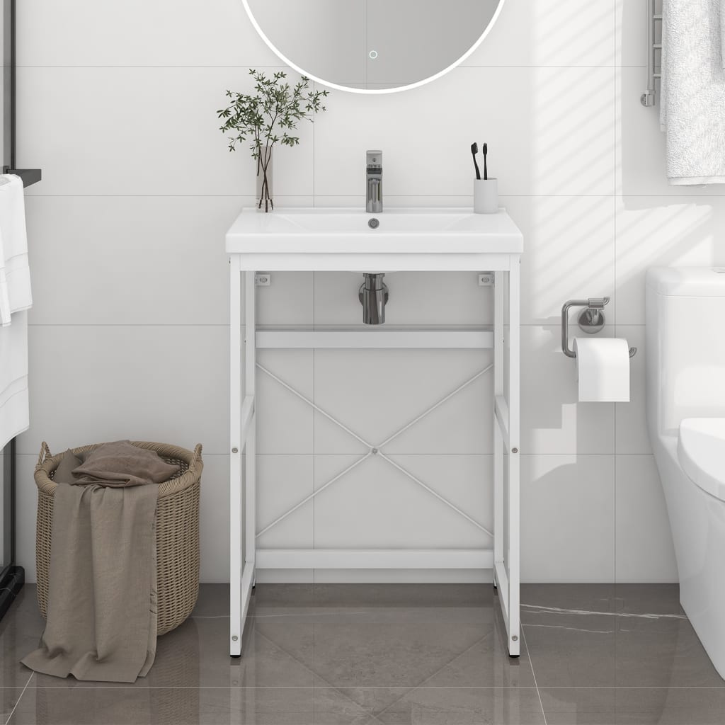 vidaXL Estructura de lavabo de hierro blanco 59x38x83 cm