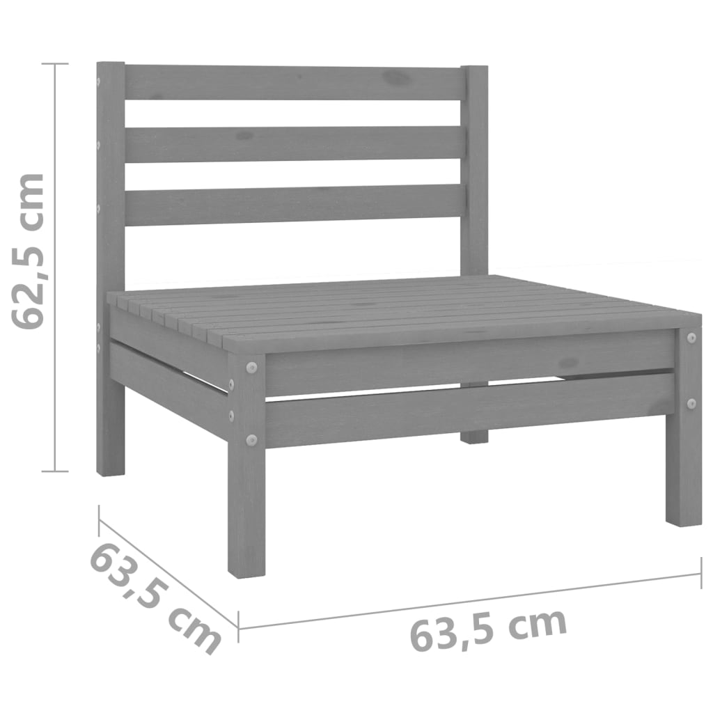 vidaXL Sofá de jardín 2 plazas madera maciza pino gris