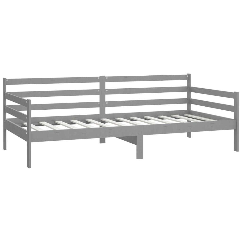 vidaXL Sofá cama con colchón madera de pino maciza gris 90x200 cm