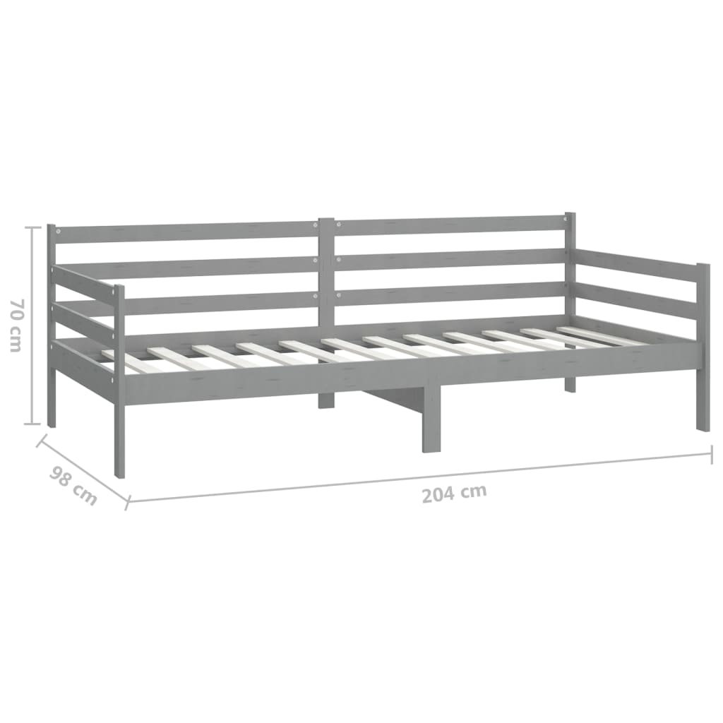 vidaXL Sofá cama con colchón madera de pino maciza gris 90x200 cm