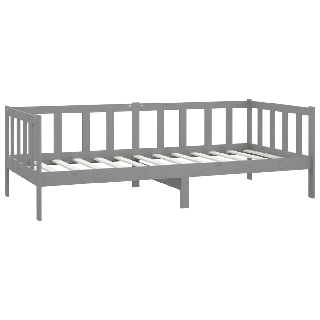 vidaXL Sofá cama con colchón madera de pino maciza gris 90x200 cm