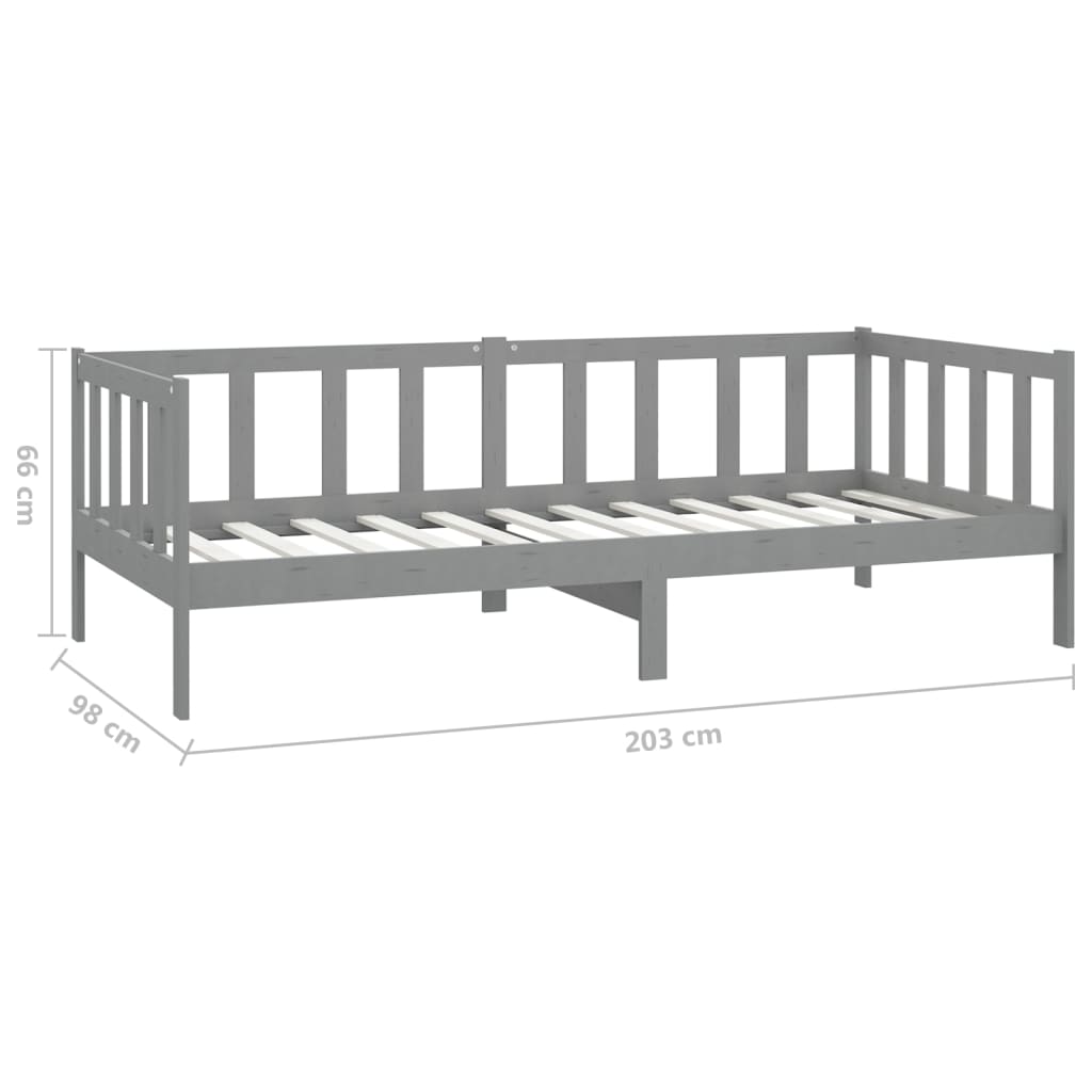 vidaXL Sofá cama con colchón madera de pino maciza gris 90x200 cm