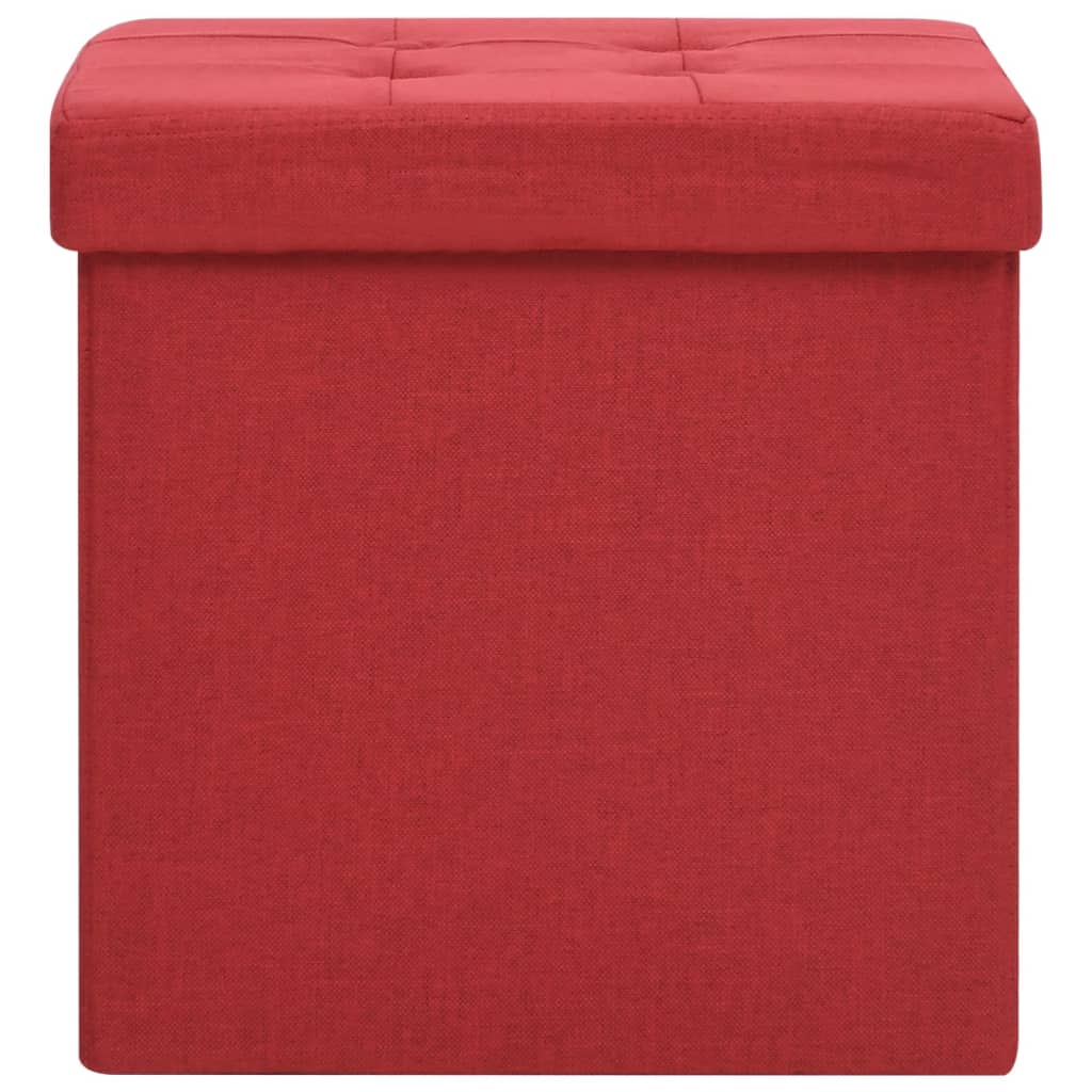 vidaXL Taburete de almacenaje plegable 2 uds lino sintético rojo vino